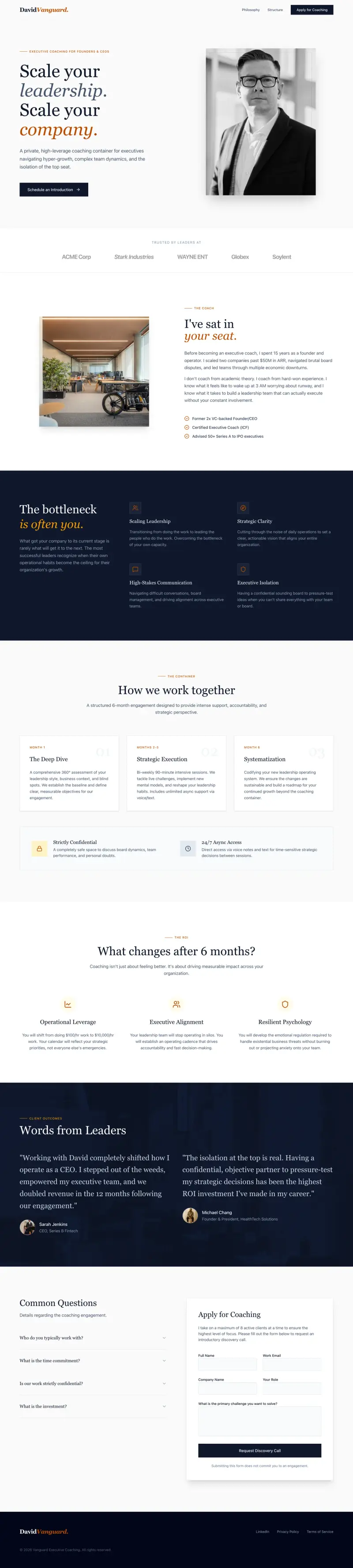 Coaching Landing Page Builder, built with Looops