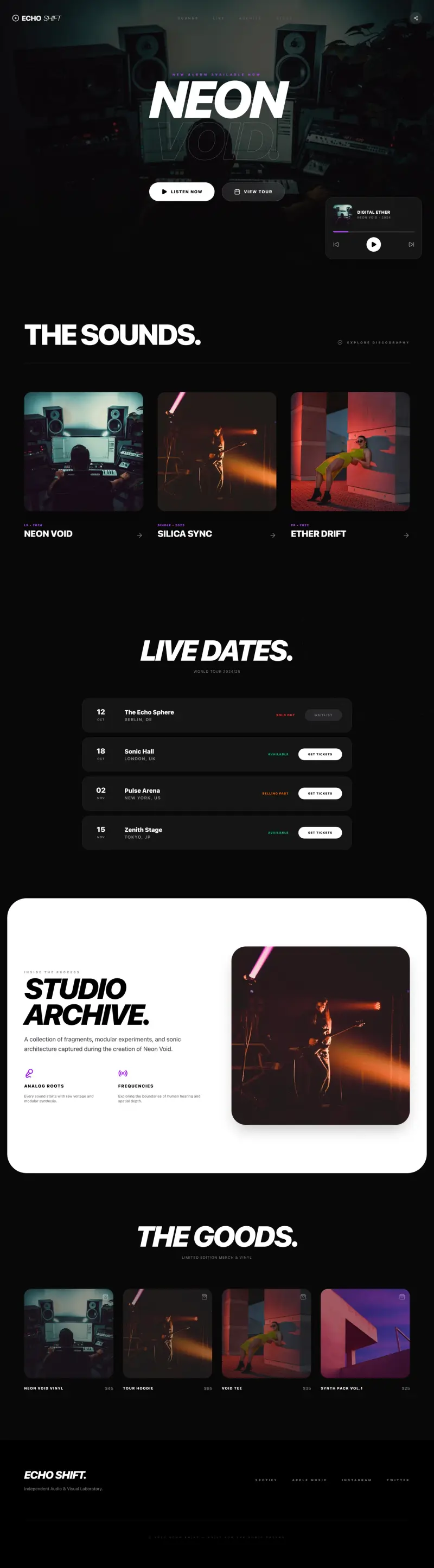 Musician Website Builder, built with Looops