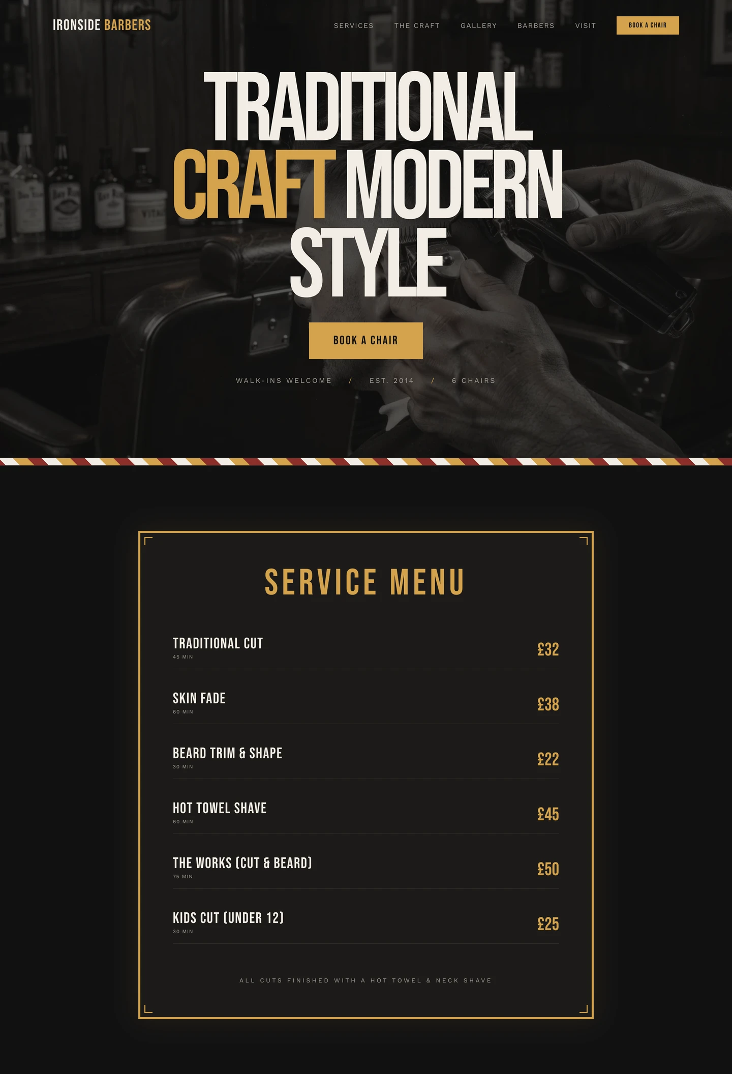Barbershop website built with Looops