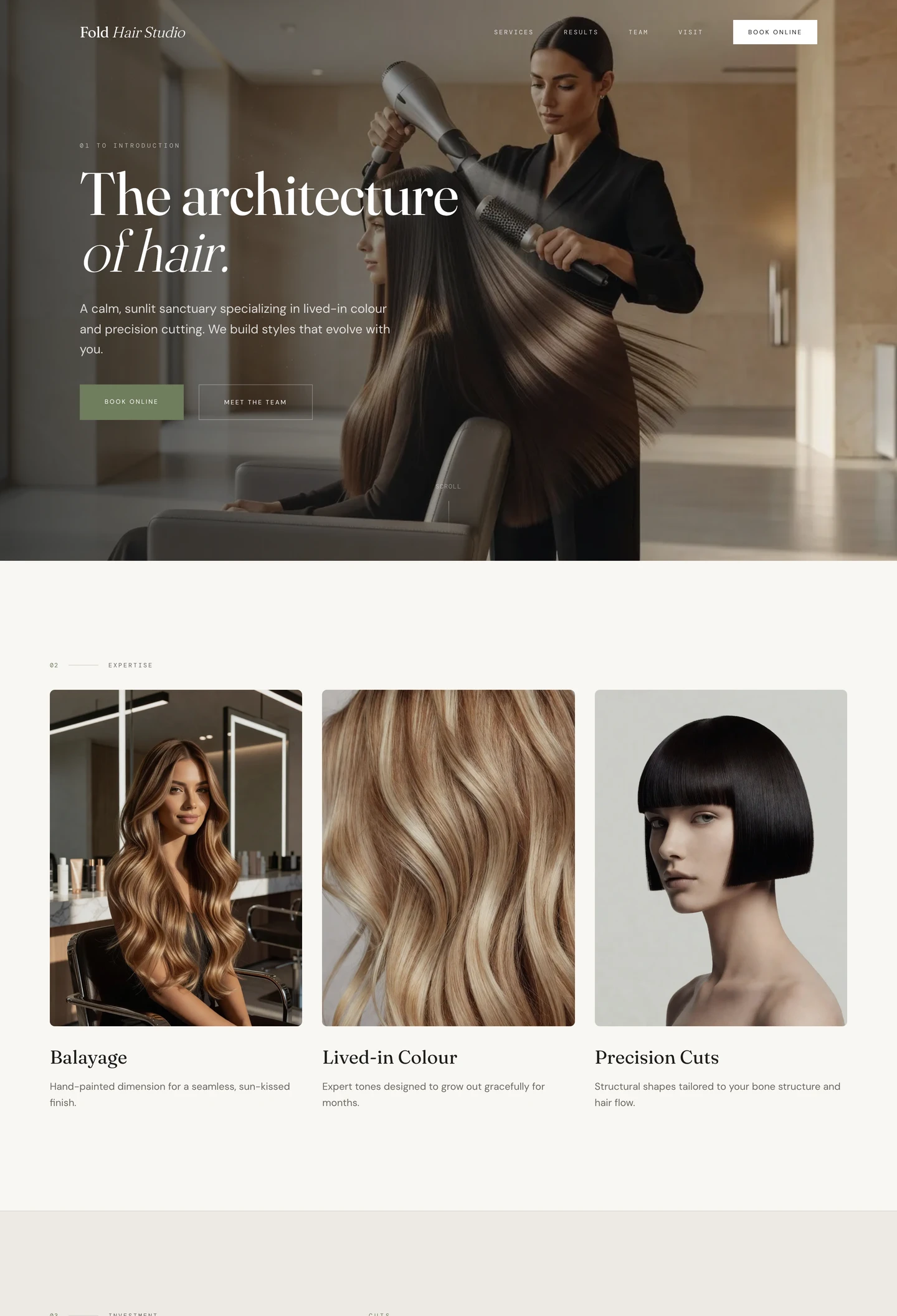 Hair salon website built with Looops