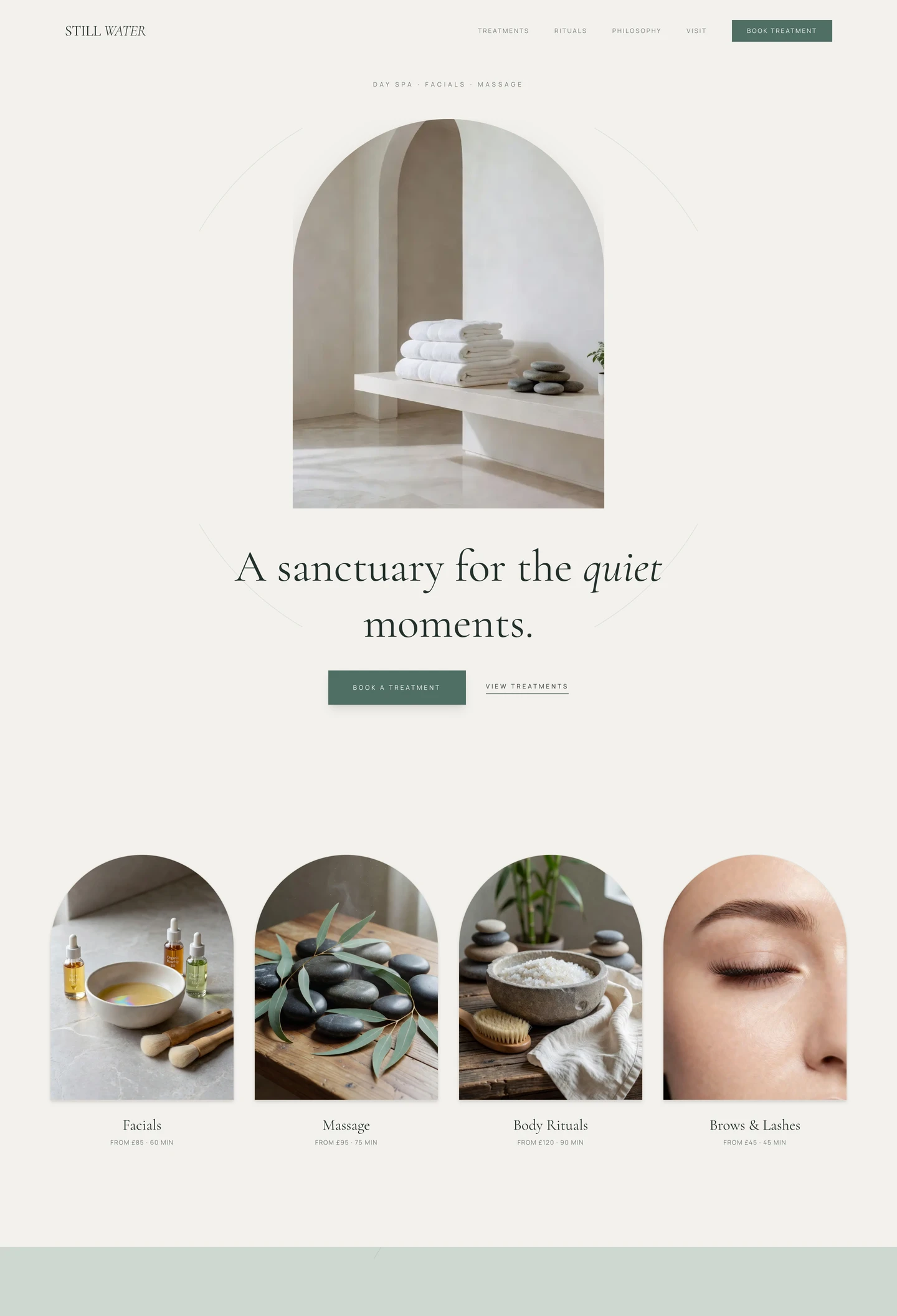 Day spa website built with Looops