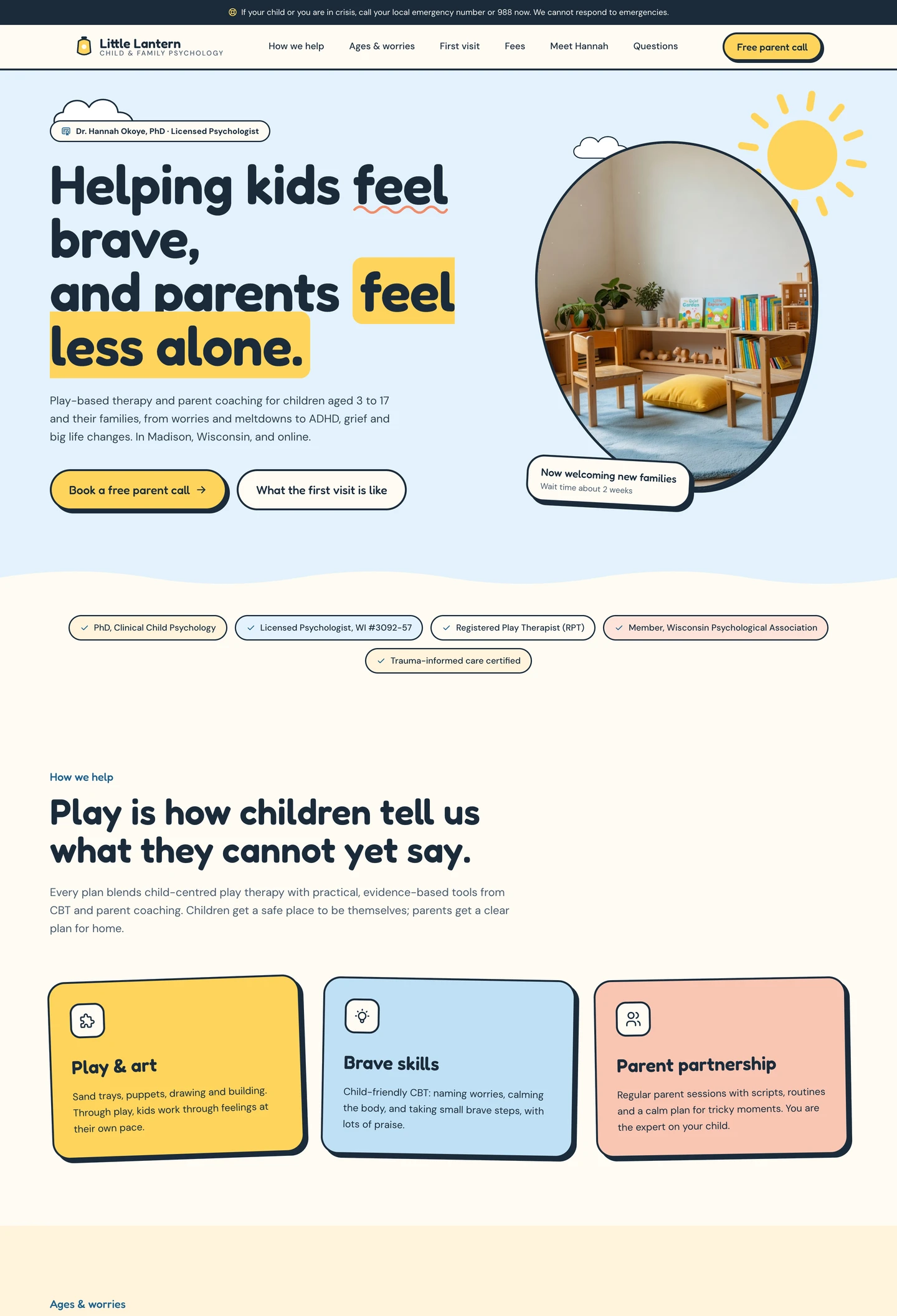 Child and family psychologist website built with Looops