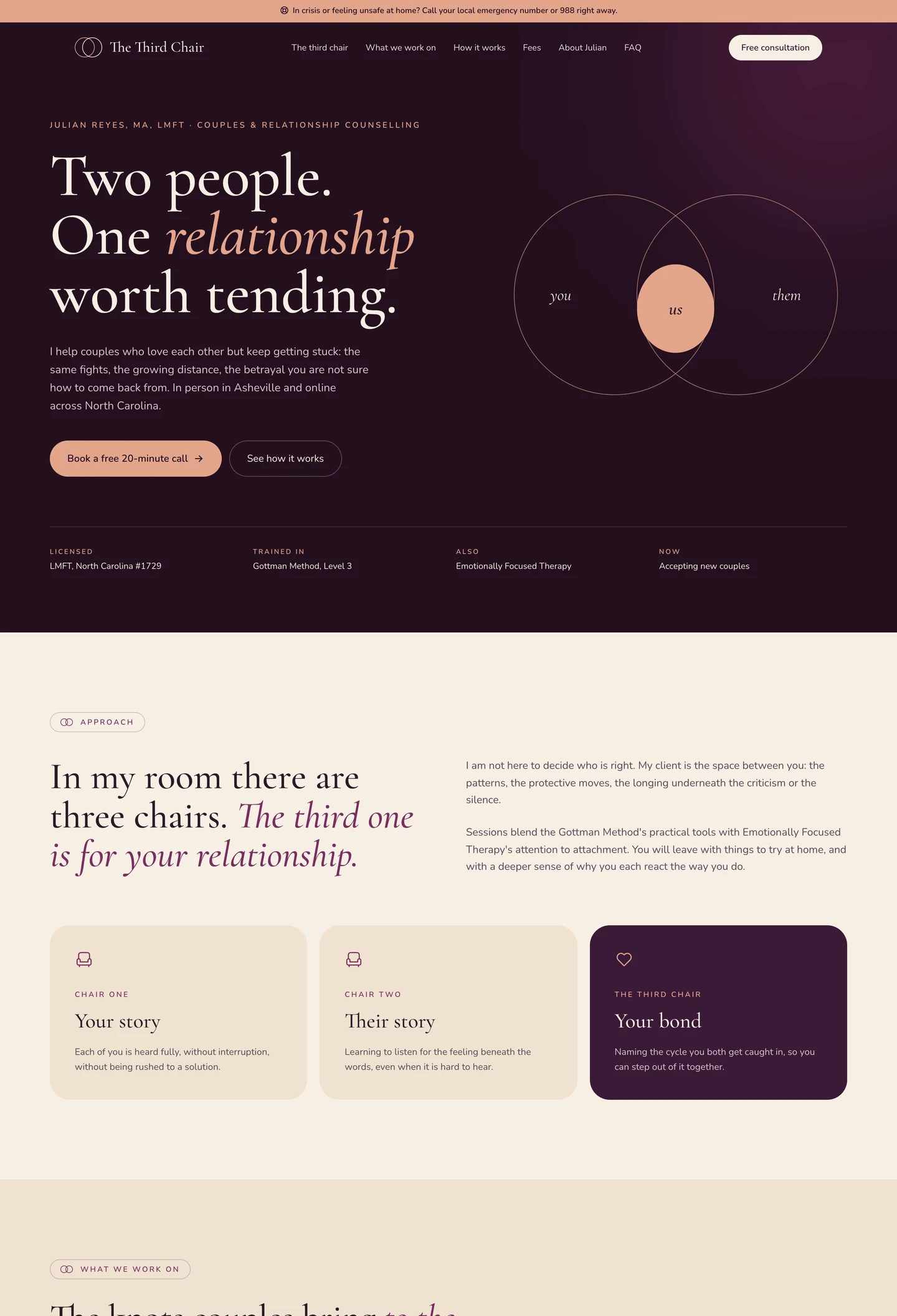 Couples counselling website built with Looops
