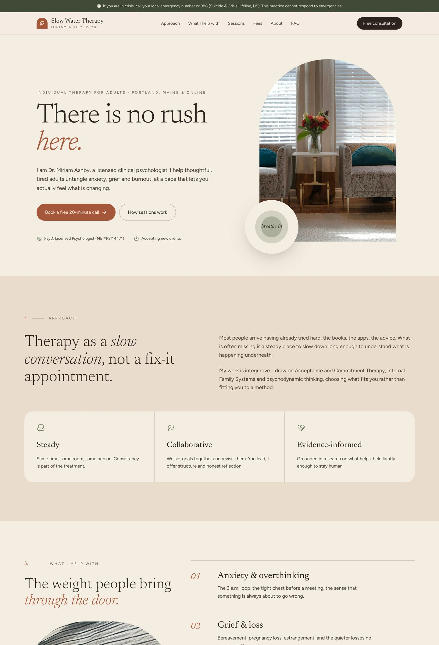 Individual therapist website built with Looops