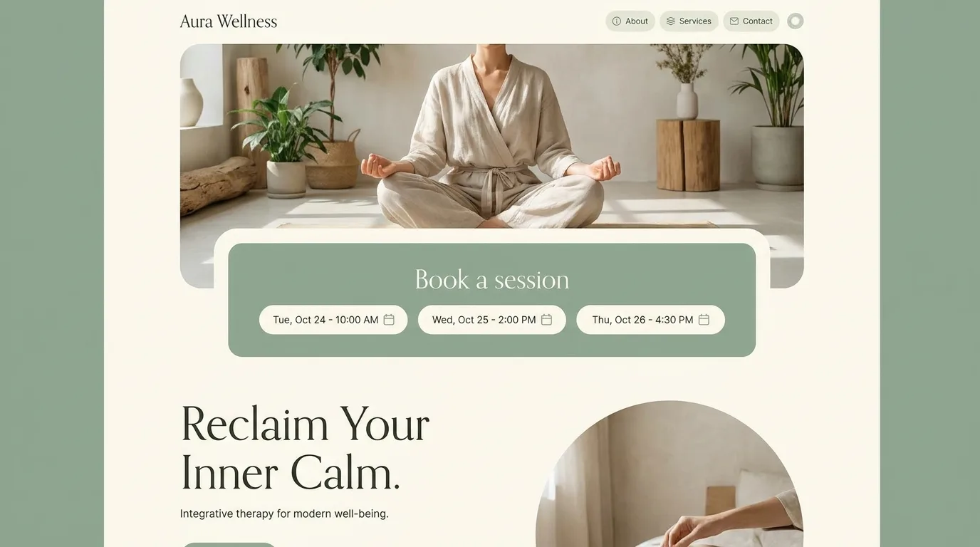 A website with an online booking section, built with Looops