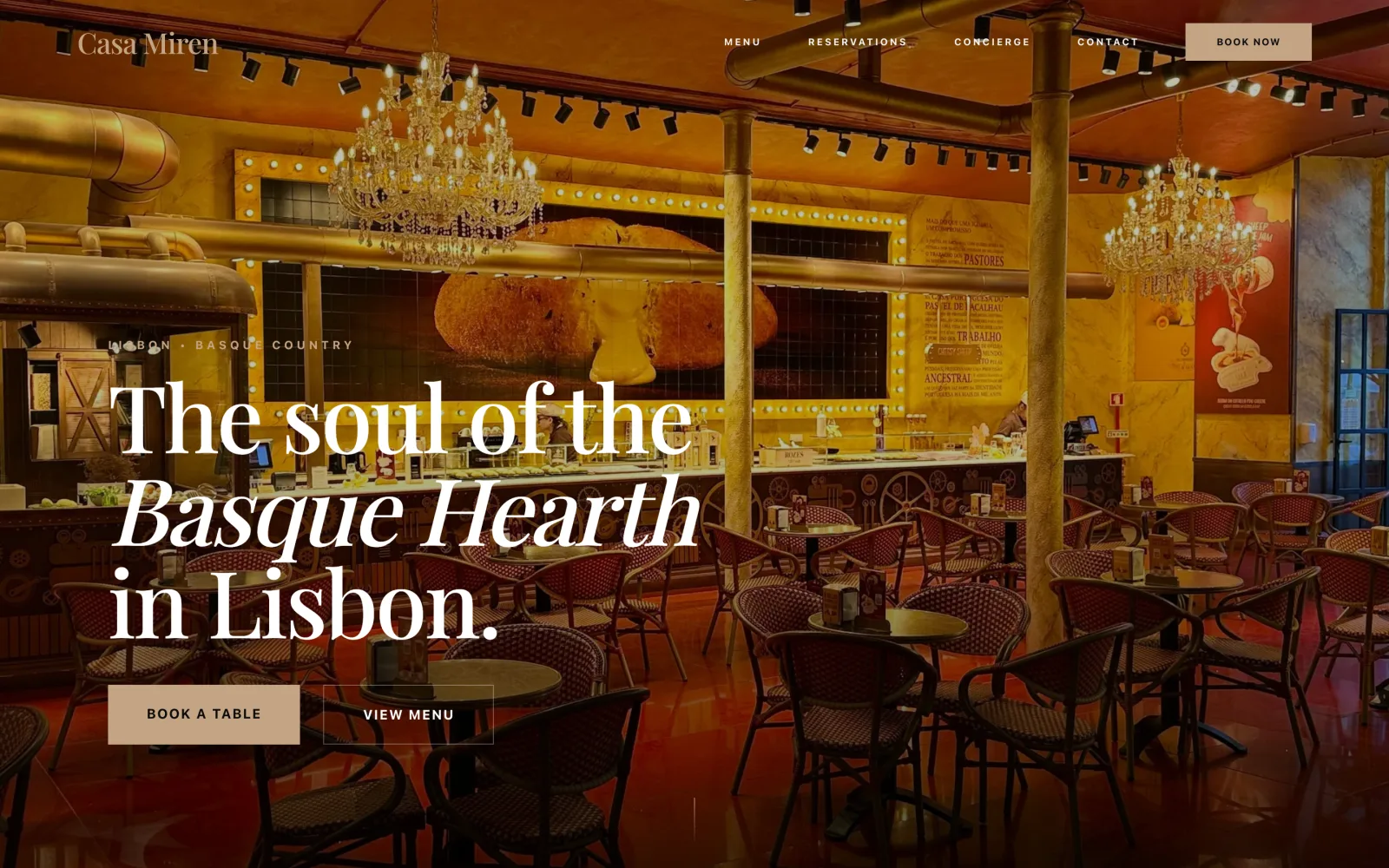 A warm, editorial restaurant website built for a client with Looops
